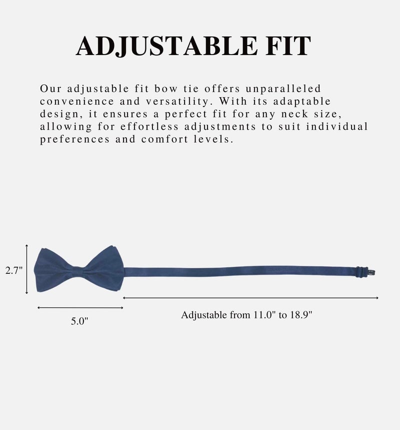 MD Style Bow Ties for Men Pre-Tied Adjustable - Classic Men's Bow Tie - Tuxedo Wedding Formal Bowtie Solid Color Bowties - Image 5